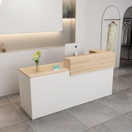 Modern reception desk,Computer workstation,With drawers and open shelves,Suitable for salons, offices, lobbies, retail stores, a