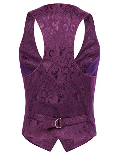 Waistcoat for Women Steampunk Purple Jacquard Slim Fit Button Down Cosplay Vest Jacket XL steampunk buy now online