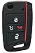 Horande 4 Button Silicone Key Cover Case Remote Fob Protector fit for VW 2016-2017 Golf Polo GTI 2018 2019 Tiguan Keyless Entry Remote Key Fob Skin (Black+Red)