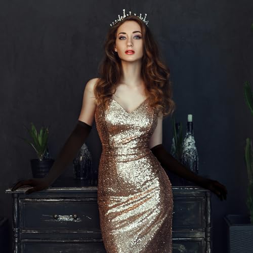 Divina Vitae 570674_2_N5T1GKF4 Women'S Black Sheer Gloves Super Long Tulle Gloves Sexy Mesh Opera Gloves Stretchy Elbow Length Gloves Ladies Wedding Outdoor Party Opera Halloween Costume 1920'S Dance Gloves thumb #4