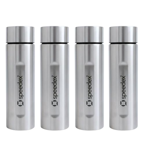 Image of Speedex Silver Stainless Steel Water Bottle 1 Litre Set of 4 | Single Wall Water Bottles | BIS Approved Reusable Bottles for Kids & Adults | School, Office, Gym & Travel