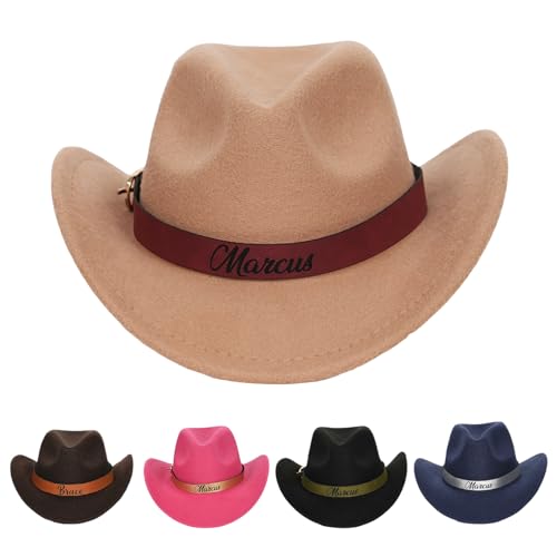 Personalized Boys Cowboy Hats for Kids Ages 2-8, Leather Hatband Toddler Cowboy Hat, Western Cowgirl Hat for Girls