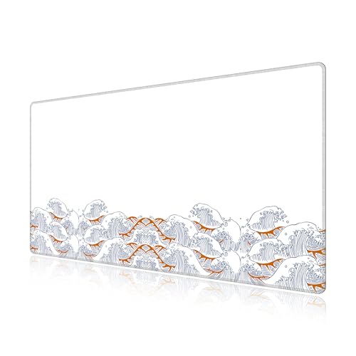 Tapis de souris gaming XXL LL-COEUR Vague de 900x500mm étendu avec base antidérapante