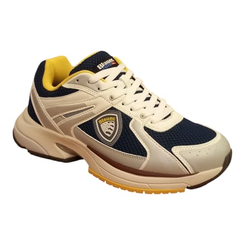 Blauer, F4EAGLE01, Sneakers Leather, Moda Fashion Uomo (White Navy, Sistema Taglie Calzature EU, Adulto, Numero, Media, 40)