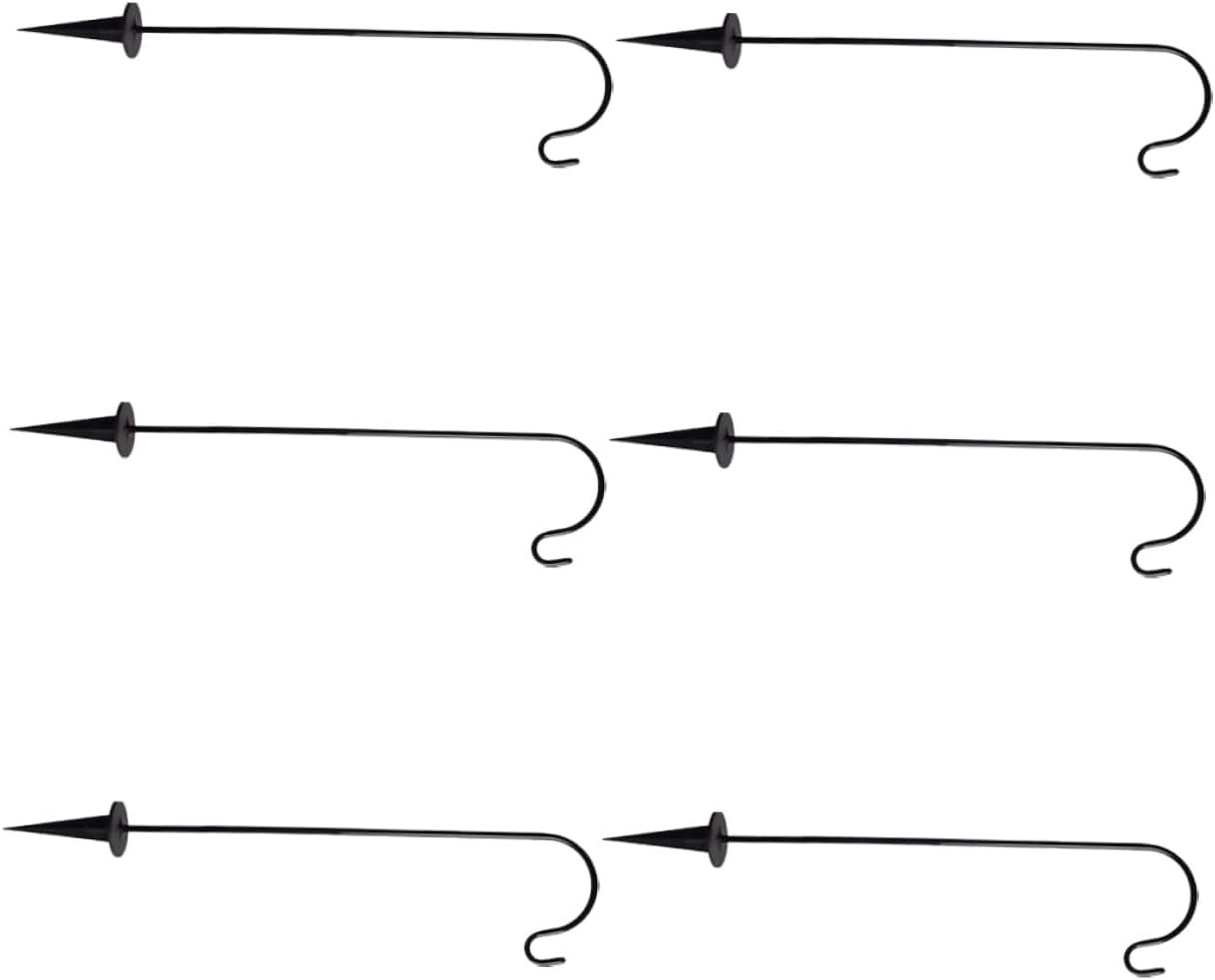 Iron Solar Garden Shepherd Hooks Outdoor Decor 6 pcs Vintage Garden Stake for Hanging Solar Lights Bird Feeders and Lanterns Sturdy Prong Base for Lawn Decoration