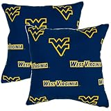 College Covers Everything Comfy West Virginia Mountaineers Decorative Pillow, 16" x 16", Includes 2 Pillows