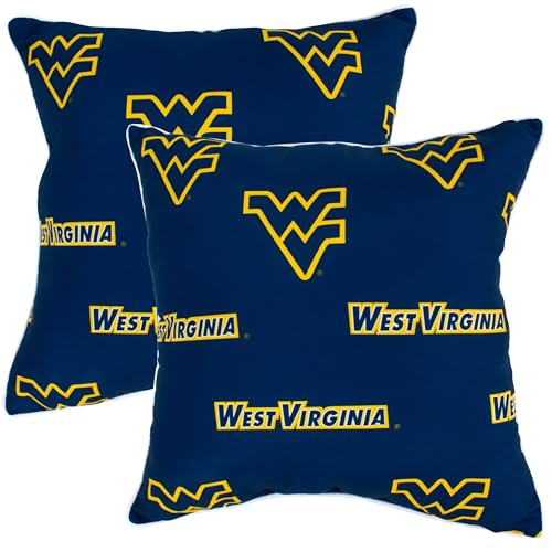 College Covers Everything Comfy West Virginia Mountaineers Decorative Pillow, 16" x 16", Includes 2 Pillows