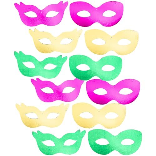 Fun Express Mardi Gras Mask Metallic Foil Wall Cutouts – 12 Pieces