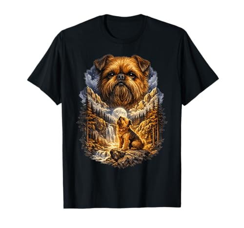 Brussels Griffon Dog Nature Howling to the Moon Vintage T-Shirt