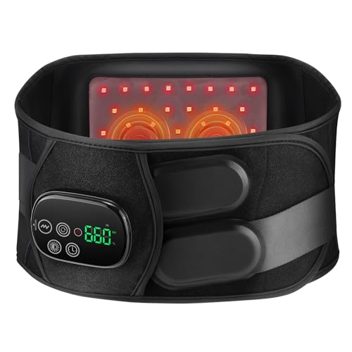 Cordless Red Light Massaging Belt for Body, 660nm Red Light & 850nm Near-Infrared Light Wrap Belt with 3 Time Settings, 4 Light Modes, 3 Massaging Levels, Touch Screen Control, 5000mAh Battery
