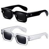 EunoiaLens Square Frame Sunglasses for Women Men Trendy Chunky Rectangle Sun Glasses Black Shades UV400 Protection