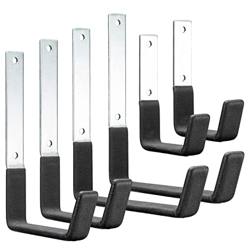 PYBTOOL Garage Wall Utility Hooks, Steel Wall Mount Hooks Heavy Duty, Multi-Size Storage Hooks for Ladders, Garden, Outdoor, Power Tools, 6 Pack