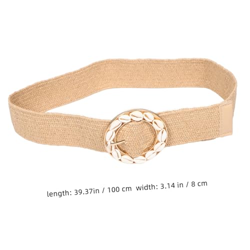 Bohemian Style Fashion Belt for Women Elastic Material with Unique Shell Accents Elegant Round Buckle for Holiday and Country Concert Outfits2