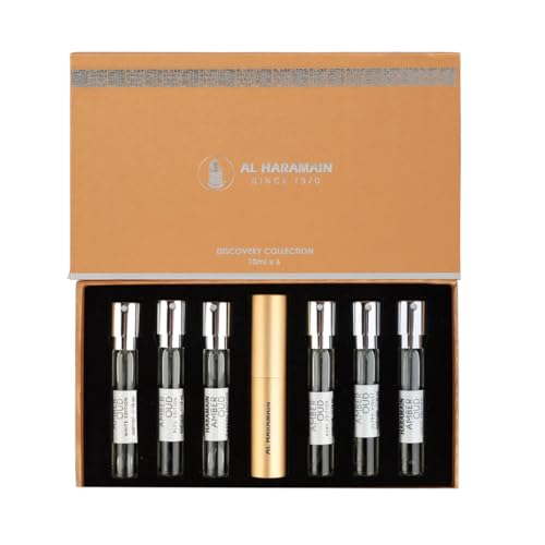 Discovery Collection - Amber Oud by Al Haramain for Unisex Adult - 6 Pc Mini Gift Set 0.33oz Amber Oud,Perfume Atomiser