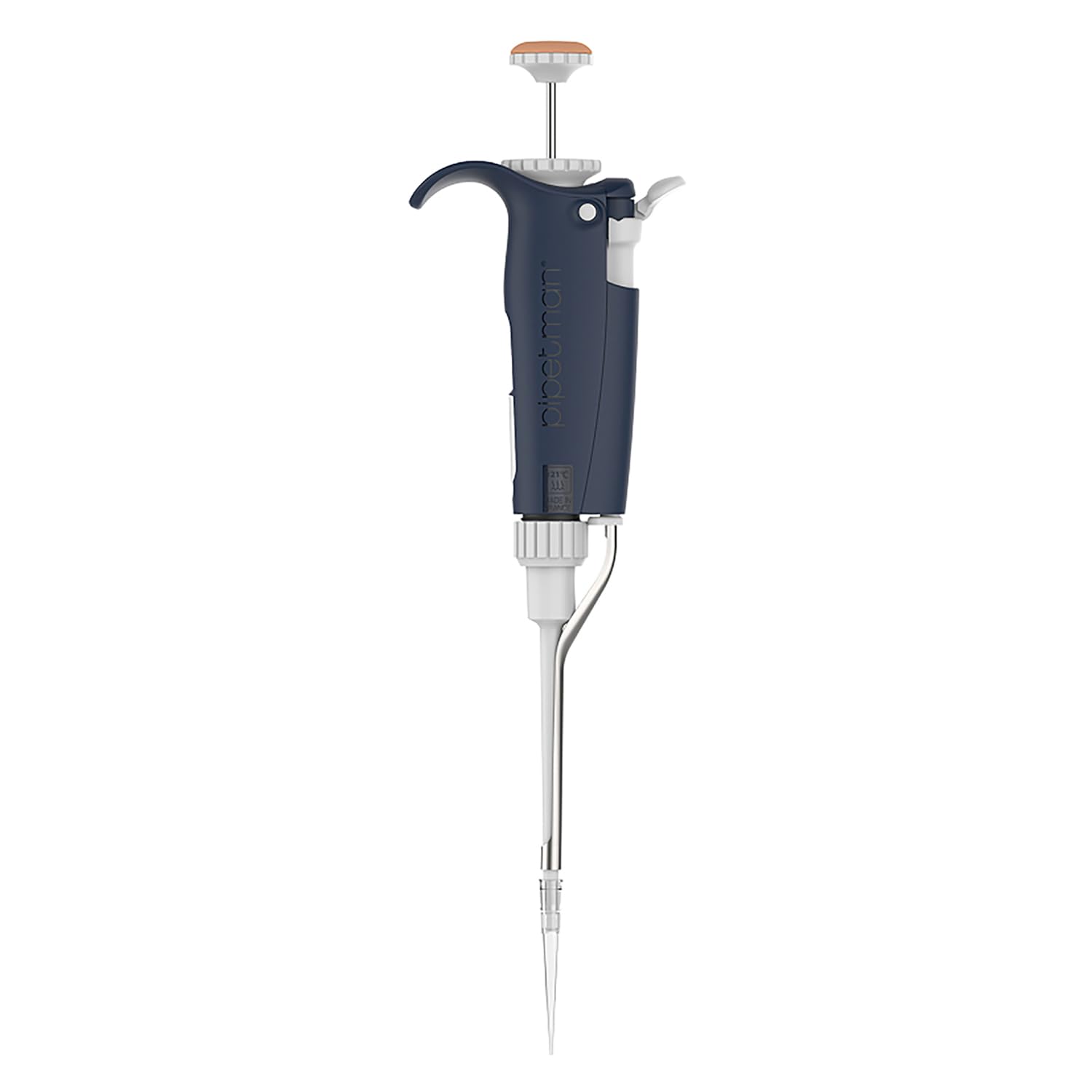 Gilson Pipetman L P100L Einkanalpipette mit Metallabwerfer, 100µl Kapazität, Rosa/Blau
