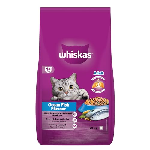 Whiskas Adult (1+ Years) Dry Cat Food, Ocean Fish Flavour, 20 kg, Contains 41 Essential Nutrients, Complete & Balanced Nutrition for Adult Cats