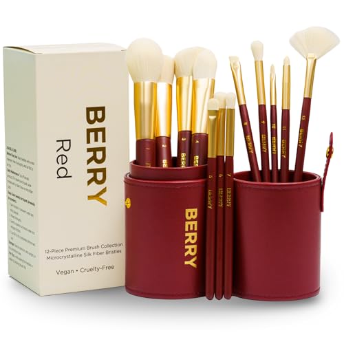 BERRY GOODS 12-Piece Makeup Brush Set with Microcrystalline Silk Fibers