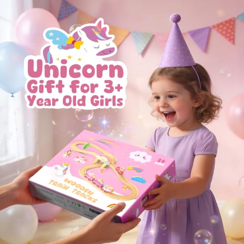 Hot Bee Pink Wooden Train Set, Girls Birthday Gift Unicorn Toy Age 3+ DROPS TO (works on 38PCS) - image 7