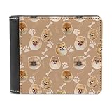Portefeuille en cuir avec motif d'os de patte de chien personnalisé - Cadeau minimaliste pour adulte et adolescent, Poméranien., taille unique