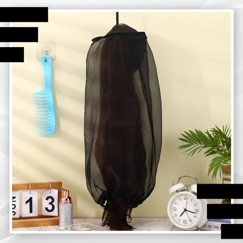 Loopeer 6 Pcs Wig Storage Bag Adjustable Wig Cover with Drawstring,Black by Loopeer - Used condition - Image 3