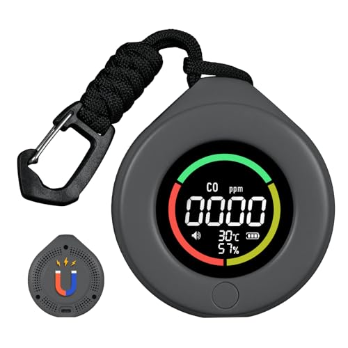 Image of MOES CO Detector, Portable Mini Carbon Monoxide Alarm with LCD Screen, 3 in 1 Measures Carbon Monoxide, Temperature & Air Humidity, For Home, Campervan, Car, Gas Rooms, Boats, RVs (Grey)