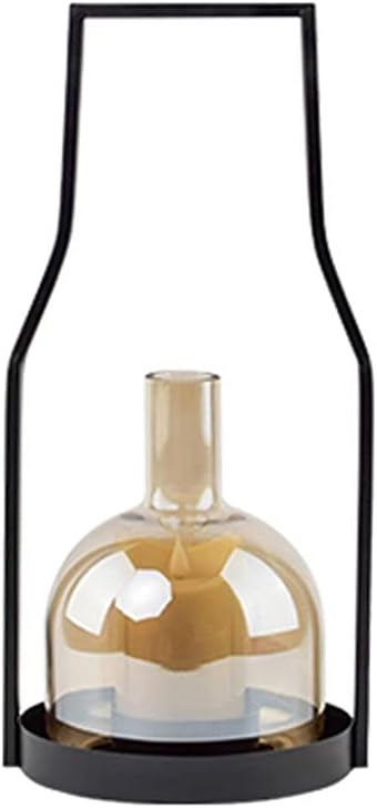 Candle Holders Wrought Iron Glass Candle Holder Modern Outdoor Windproof Candle Holder Home Bedside Table Decoration Lamp to Send Electronic Candle Candle Stand (Size : Small)