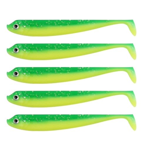 5PCS Walleye Fishing Lures 9.5cm Soft PVC Baits Sinking T Tail Lures Realistic Motion in Water Conditions Realistic Swimming Act