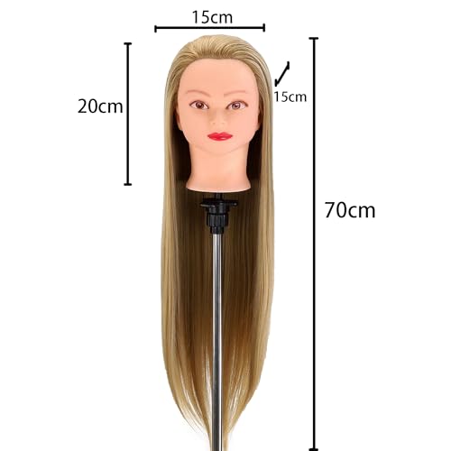 FGXY Frisierkopf Echthaar,Synthetisches Haar Trainingsköpfe Für Friseure,Trainingsköpfe Für Friseure,Für Frisöre Mit Kostenloser Klemme Und Diy Flechtset,Für Anfänger Und Friseure(Hellbraun)