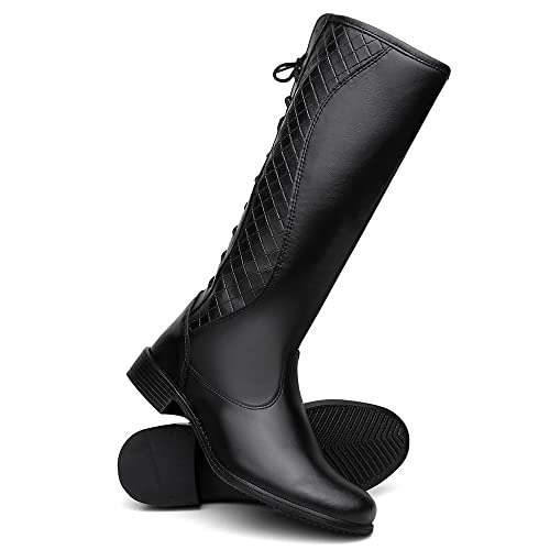 Bota Feminina Cano Longo Montaria Com Ajuste de Amarração - Preto/39