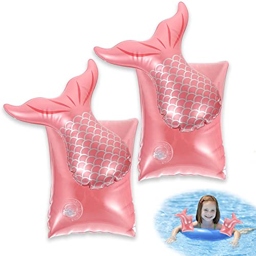 Aid Swimming Inflatable Armbands for Kids Boys Girls, Cute Mermaid Float Arm Sleeves Fun Water Toys Armbands Accessories for Beginner Learning Training Swimming Pool Beach Safety