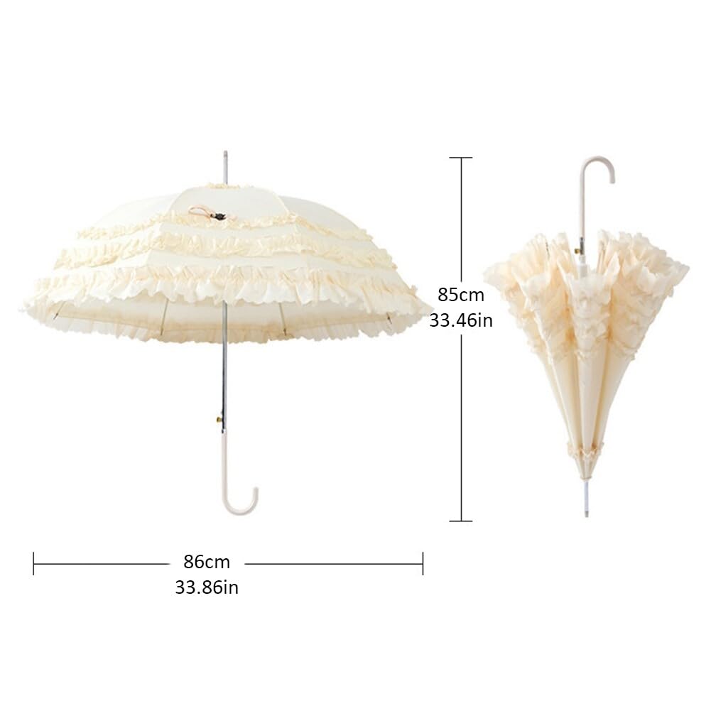 Asudaro Vintage Spitze Sonnenschirm Gothic Lolita Regenschirm Long Handle Bride Umbrella Sonnenschirm für Frauen Mädchen Sonnenschirme mit Spitze Dekoration