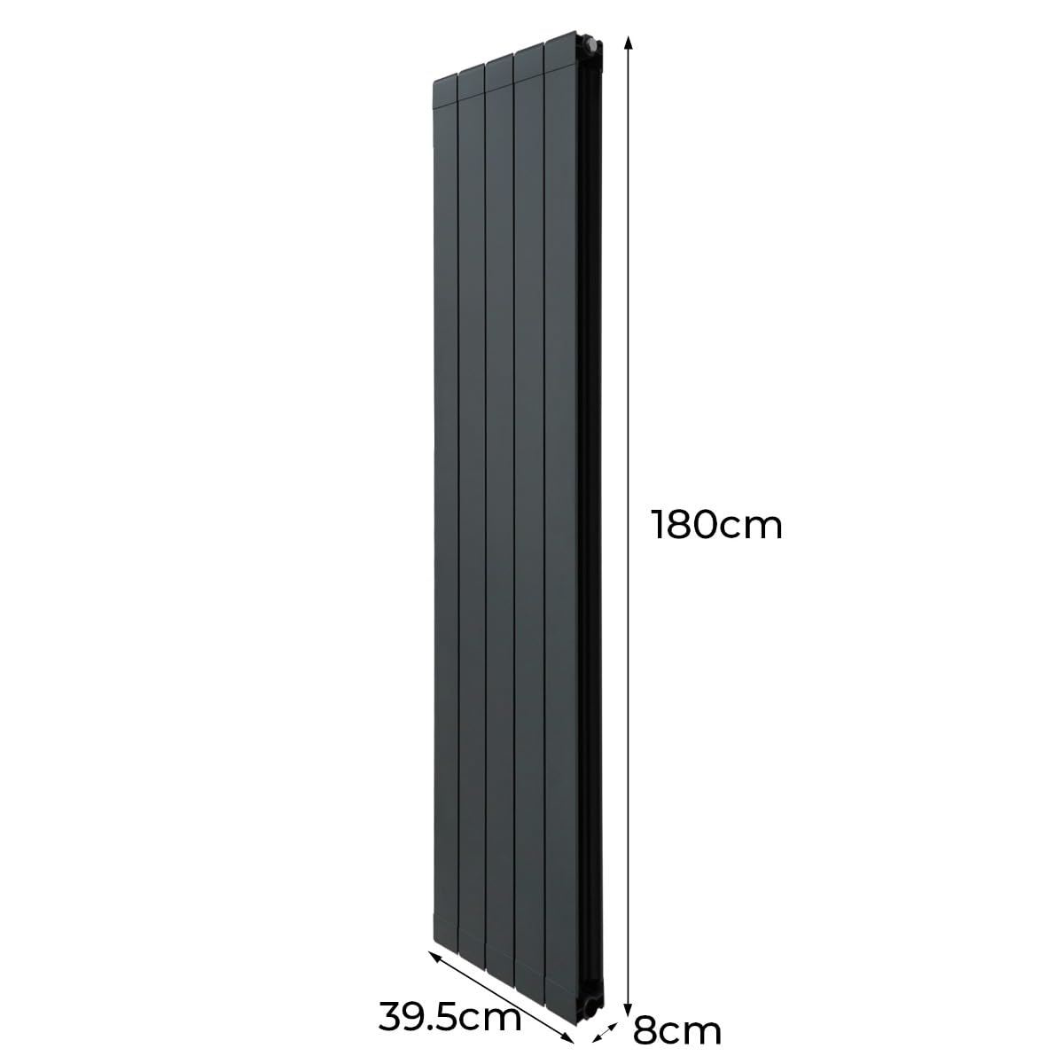 Radiatore di Design in Alluminio 1800mm x 395mm Verticale Doppio Pannello Piatto A Colonna Termosifone Moderno Leggero Grigio Antracite Spazzola Kit di Fissaggio Staffe Inclusi