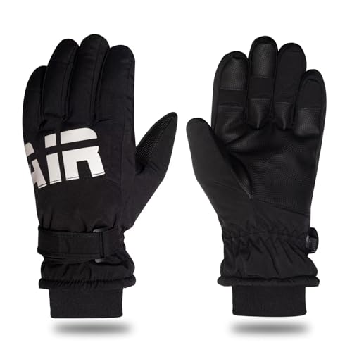 Pixel Panda Ski Gloves Men's Winter Gloves Cold Weather for Women for Skiing?Black-L?