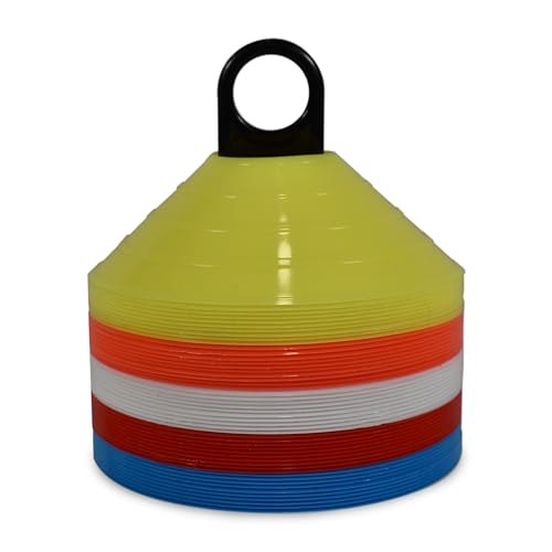Hy-Pro Training 50 Pack Cones - Football Training Equipment with Carry Bag - Multi-Coloured Football Cones for Sports Drills, Agility & Outdoor Practice