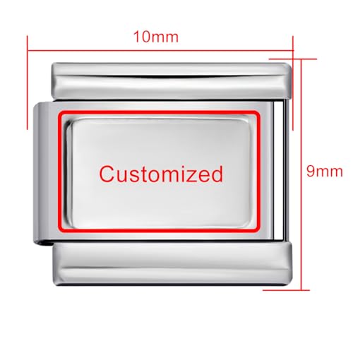 Double Fair Custom Italian Charm Bracelet - Silver, 9x10mm, Print Your Photos, Logos, and Anime Characters - Gift for Women2