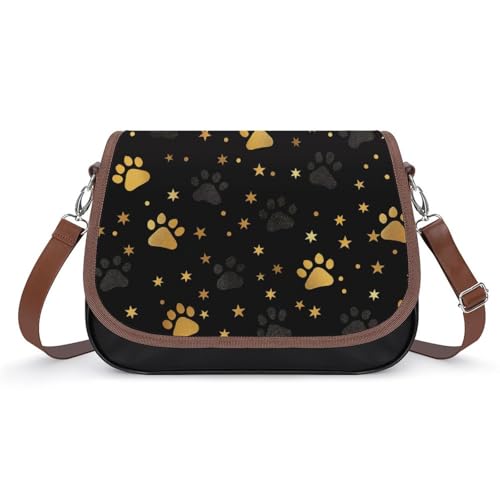Sac à main pour femmes aux motifs pattes d'animaux et étoiles en cuir imperméable