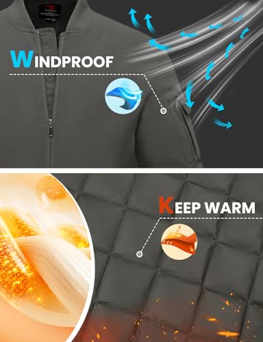 Image of TBMPOY Men's Winter Bomber Jacket Fall Casual Windbreaker Softshell Jackets