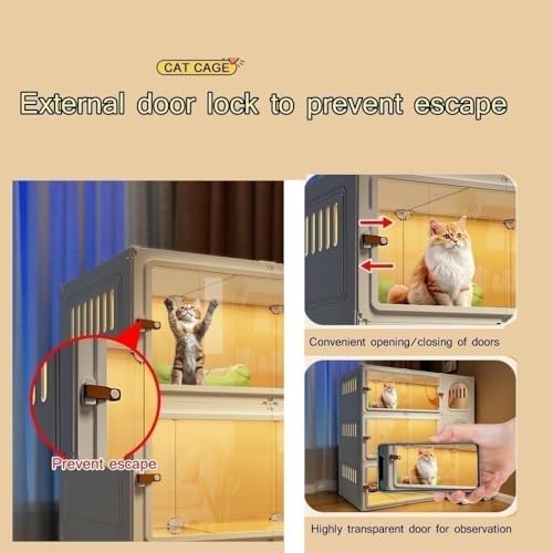 Cage pour chat avec bac à litière amovible et niveaux spacieux modulables - 7