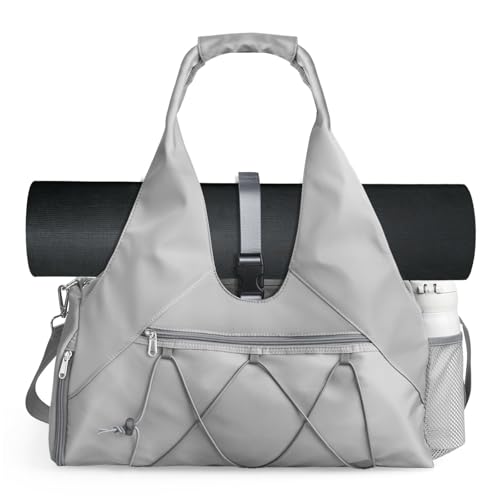 SIVENKE Sporttasche für Damen Yogatasche mit Schuhfach & Nassfach Reisetasche Tragetasche für Yogamatten Freizeit Handtasche Schwimmtasche Gym Tasche für Damen und Herren