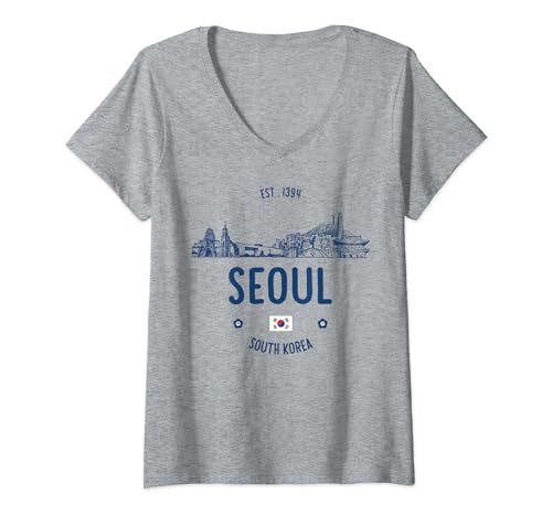 Womens Seoul South Korea Travel V-Neck T-Shirt