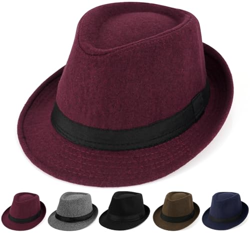 Chapeau fedora Initlove pour homme en feutre qui garde sa forme et protège du froid