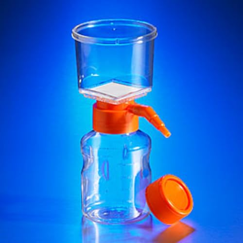 Image of Corning 430771 Polystyrene Vacuum Filter /Storage Bottle System, Graduated, Sterile, Nylon Membrane, 0.2 Micron, 250mL Capacity (Case of 12)