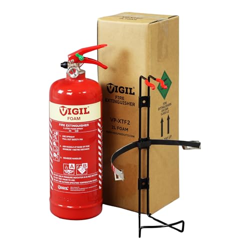 Vigil 2 Litre Foam Fire Extinguisher - Suitable for Class A & B Fires - 8A 55B Rating - 5-Year Warranty