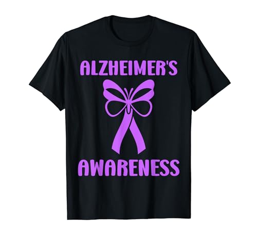 Support simple quote purple ribbon alzheimer's awareness T-Shirt