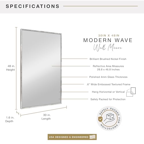 Image of MCS Micro Rope Front Loaded Wall Mirror, (30x48, Brushed Nickel)