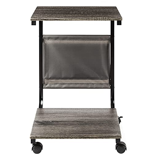 Image of Seville Classics Airlift Height Adjustable Mobile Rolling Laptop Cart Computer Workstation Desk, Table for Home, Office, Classroom, Hospital, w /Wheels, Black, Tilt w /Side Table (28 inch) (NEW Model)