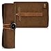 kalibri Trousse en Cuir véritable - Étui Vintage pour Rangement Crayon Stylo Pinceau - Pochette à Rouler avec Bande élastique - Marron foncé