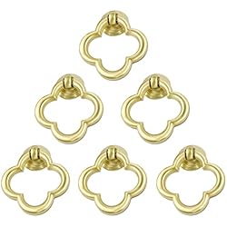 LB-LAIBA Drop Ring Cabinet Pulls Four Leaf Clover Drawer Pull Ring Handles Knobs for Cabinet Dresser Wardrobe Cupboard Home Kitchen Office Decorative 6 Pieces