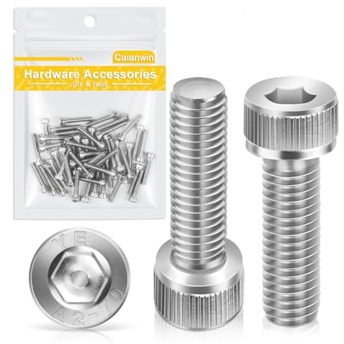 Viti a testa cilindrica M3 x 16 mm con esagono incassato, 50 pezzi, Caianwin DIN 912 in acciaio inox (A2 V2A) per macchine industriali, veicoli a motore, edilizia