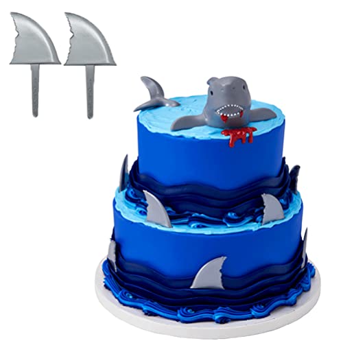 Shark Cake Topper and 12 Shark Fin Cupcake Picks
